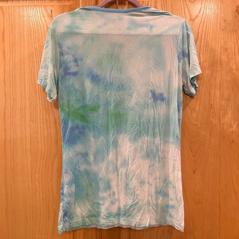 Little Sleepies XS Womens Blue Green Tie Dye Short Sleeve Pajama Top - Picture 2 of 7